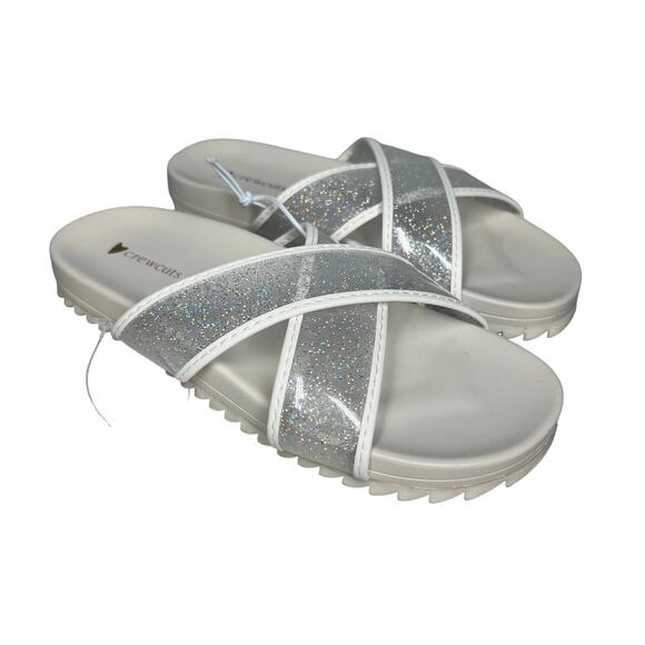 J. Crew Girls White Jelly Sparkle Slide Pool Sandals Size 13 - Picture 2 of 5